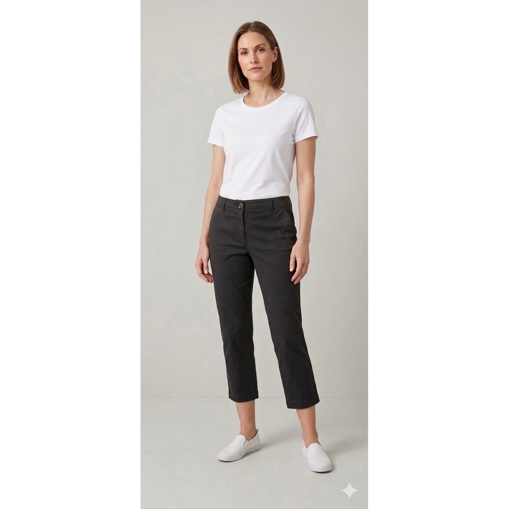 J. Jill Chino Pants Women 12 Petite Charcoal Cropped Straight Leg Cotton Blend